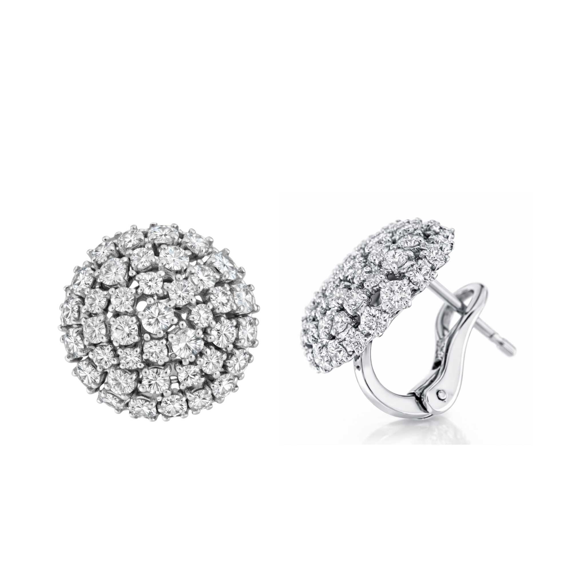 Nuvola Round white gold earrings with diamond claws - Image 2
